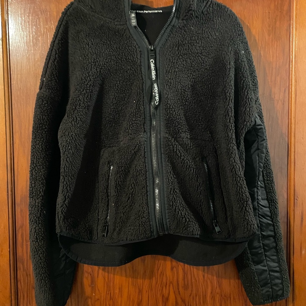 Calvin Klein Women's Black Teddy Full Zip Jacket